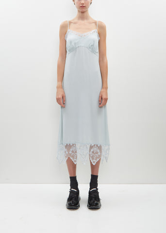 Lace Trim Slip Dress — Duck Egg