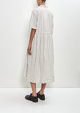 Cotton Linen Stripe Short Sleeve Dress