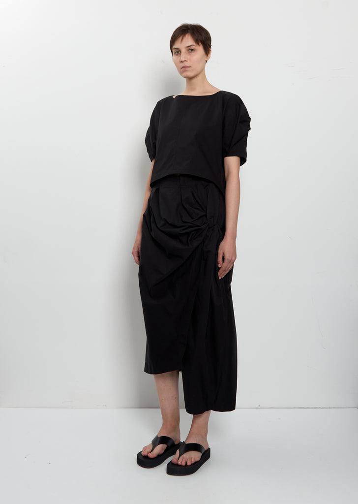 Cotton Blend Twisted Drape Pants