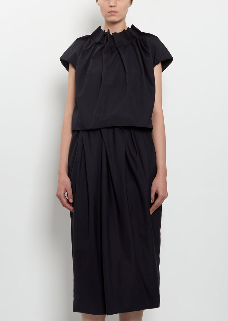 Gathered Cotton Tulip Top — Black