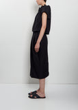 Pleated Waist Pencil Skirt — Black