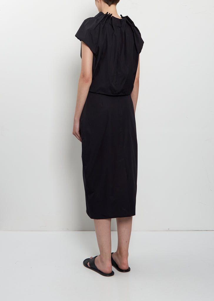 Gathered Cotton Tulip Top — Black