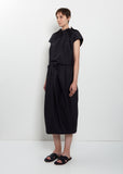 Gathered Cotton Tulip Top — Black