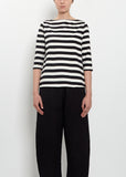 Cotton Striped Jersey 3/4 Sleeve Tee