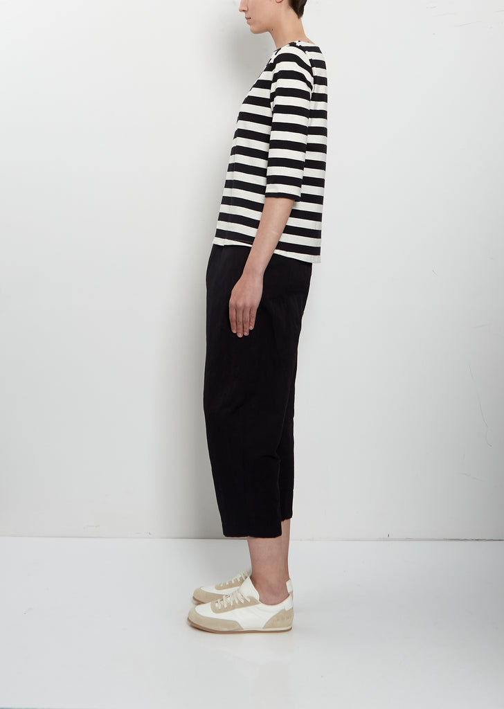 Cotton Striped Jersey 3/4 Sleeve Tee