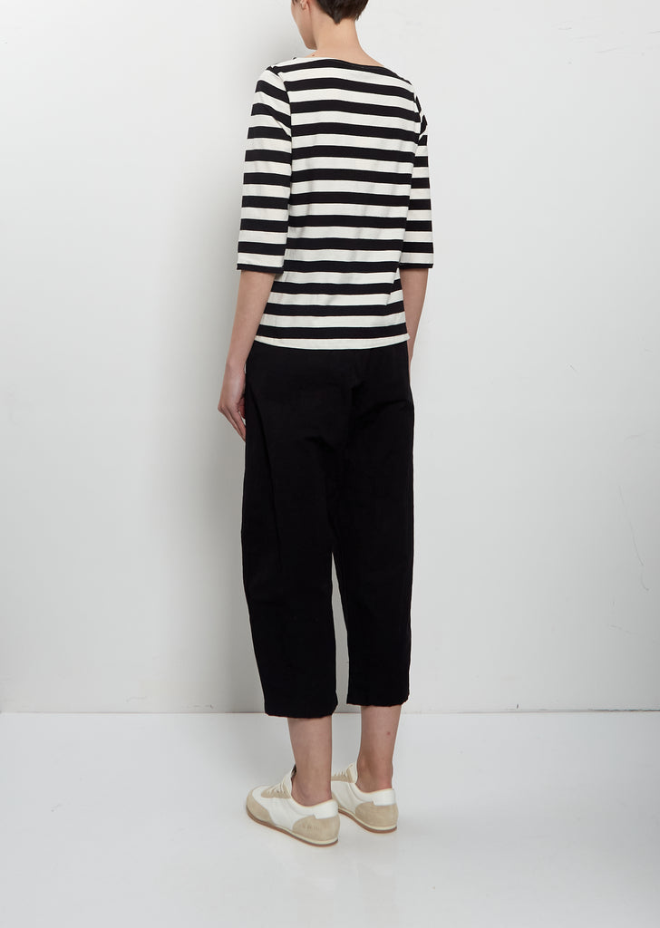 Cotton Striped Jersey 3/4 Sleeve Tee