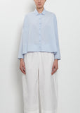Cotton Poplin Mini Collar Boxy Shirt — Cloud