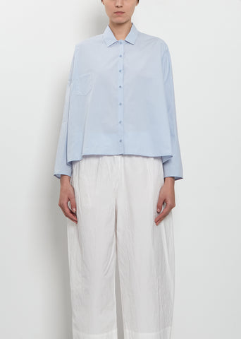 Cotton Poplin Mini Collar Boxy Shirt - Cloud