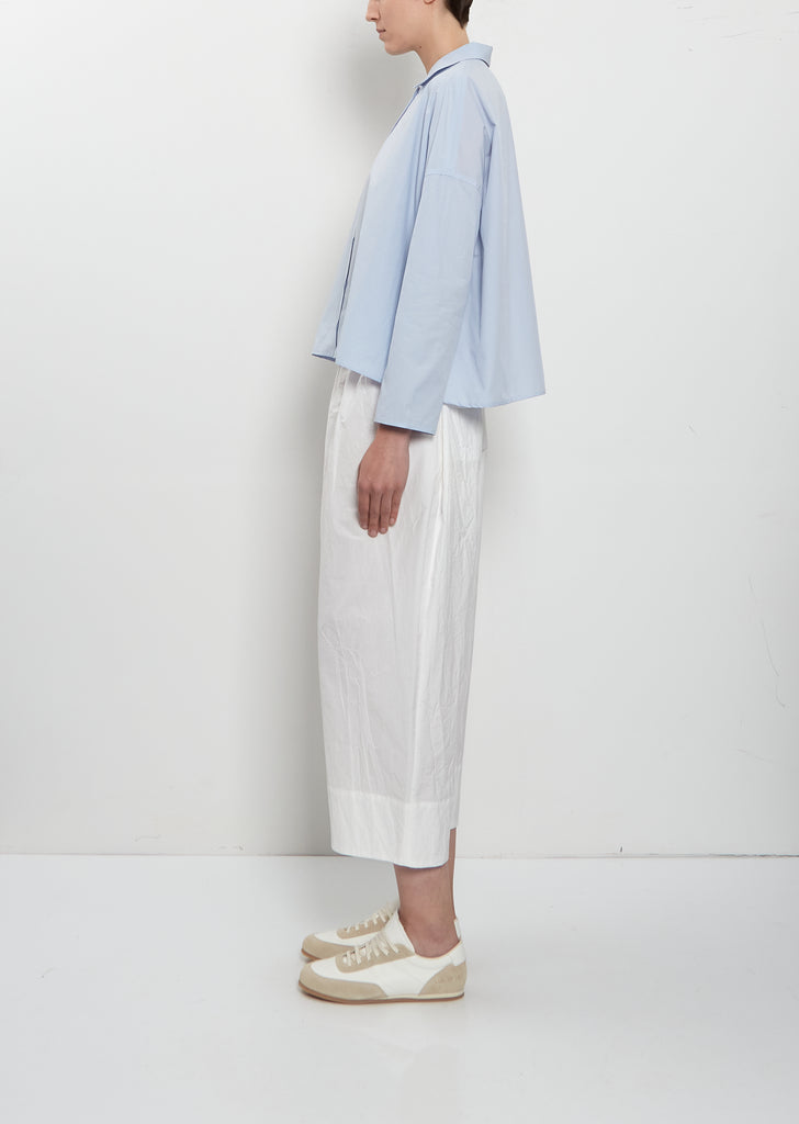 Cotton Poplin Mini Collar Boxy Shirt — Cloud