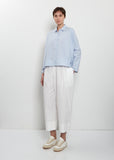 Cotton Poplin Mini Collar Boxy Shirt — Cloud