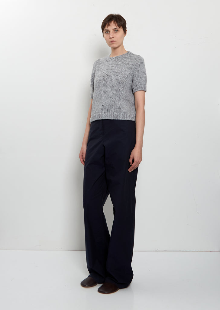 Peggy Short Sleeve Light Cashmere Sweater — Grey