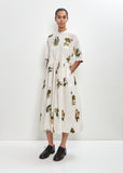 Cotton Summer Botanical Print Dress — Ivory