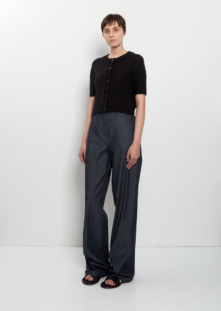 Luca Short Sleeve Cashmere Cardigan — Black