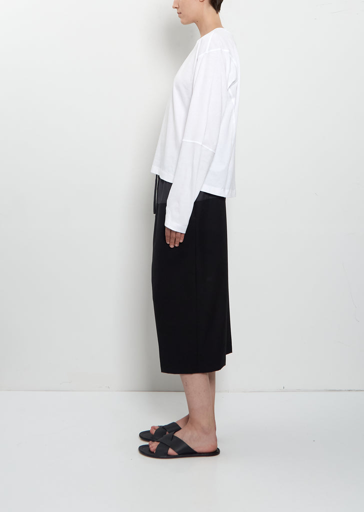 Coverstitch Long Sleeve Cotton T-Shirt — Optic White