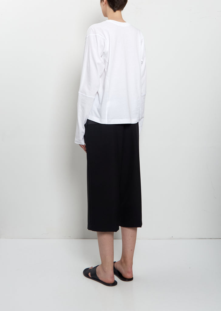 Coverstitch Long Sleeve Cotton T-Shirt — Optic White