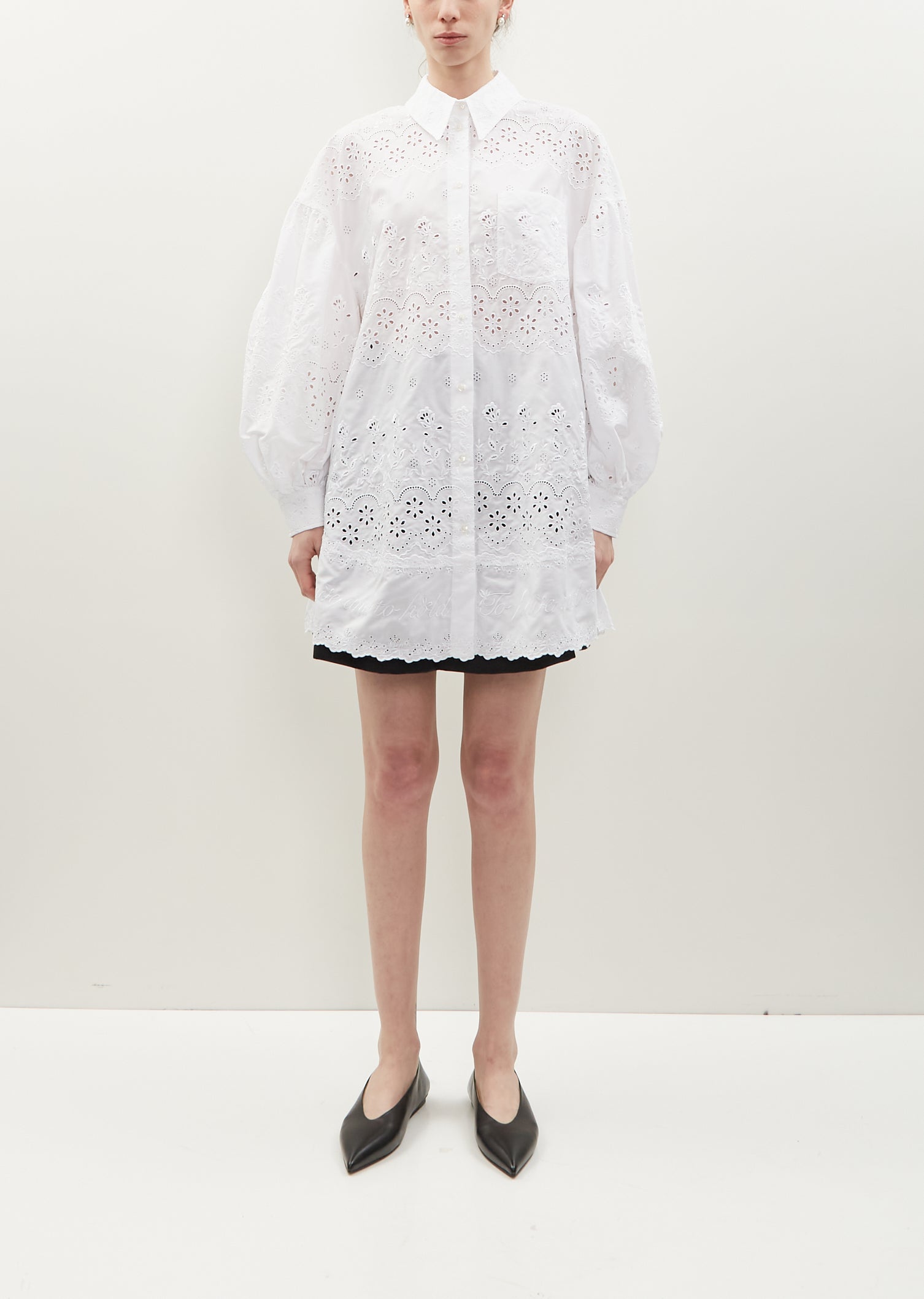 【Simone Rocha】クレープデシン スリップドレス ベージュ Signature Sleeve Shirt Dress W/ Trim – La Garçonne
