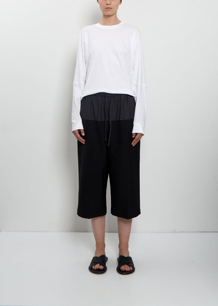 Cropped Drawstring Wool Pant