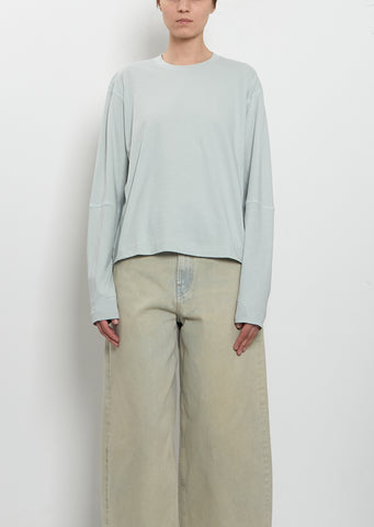 Coverstitch Long Sleeve Cotton T-Shirt — Sea Glass