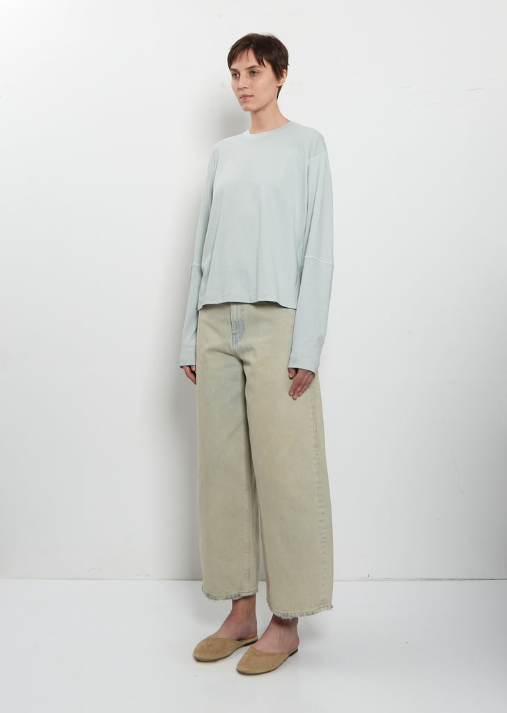 Coverstitch Long Sleeve Cotton T-Shirt — Sea Glass