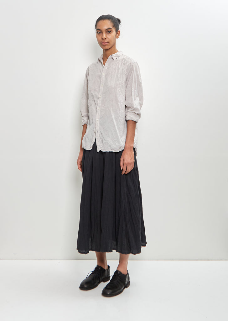 French Linen Box Pleat Skirt — Black