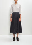 French Linen Box Pleat Skirt — Black