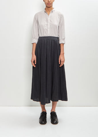 French Linen Box Pleat Skirt — Black