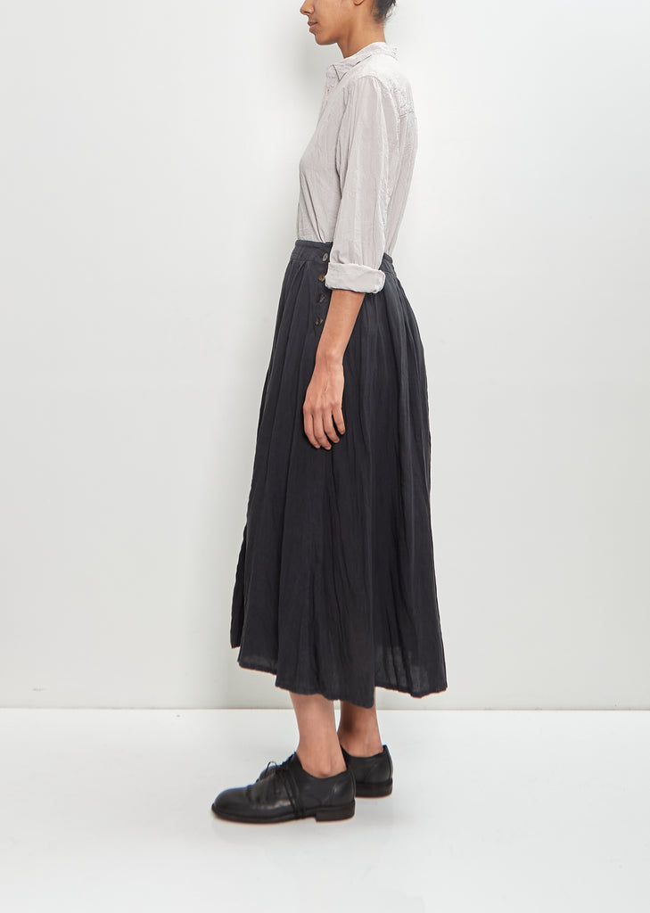 French Linen Box Pleat Skirt — Black