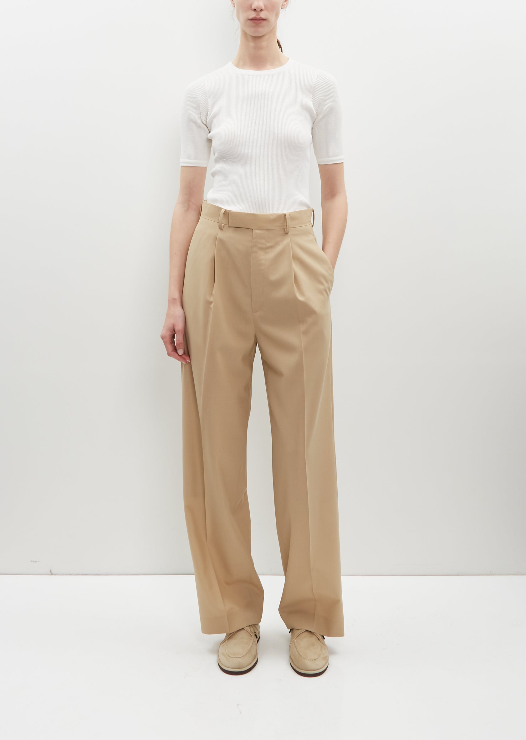 Super Fine Tropical Wool Slacks - 2 / Top Beige