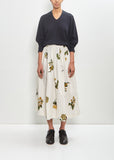 Cotton Summer Botanical Print Skirt — Ivory