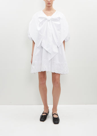 Front Bow Cotton Smock Dress