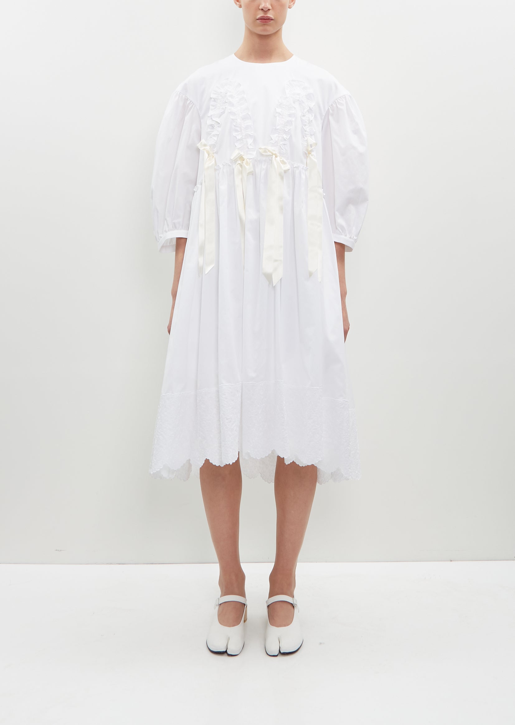 【Simone Rocha 】オーバーサイズ 長袖ポロドレス Puff Sleeve Fitted Dress — Gold/Pearl/Clear – La Garçonne