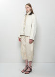 Leather Collar Cotton Twill Blouson