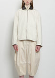 Leather Collar Cotton Twill Blouson