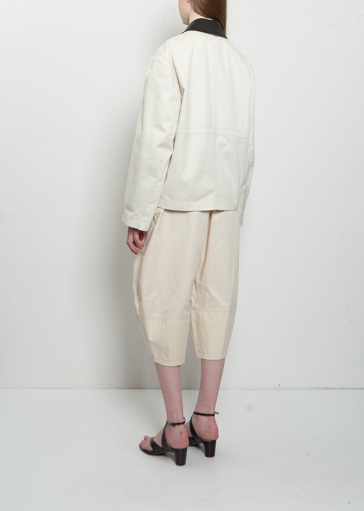 Leather Collar Cotton Twill Blouson