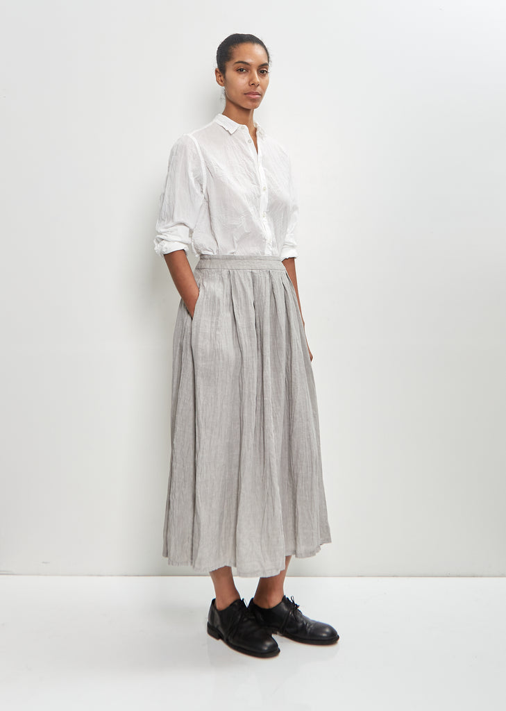 French Linen Box Pleat Skirt — Grey