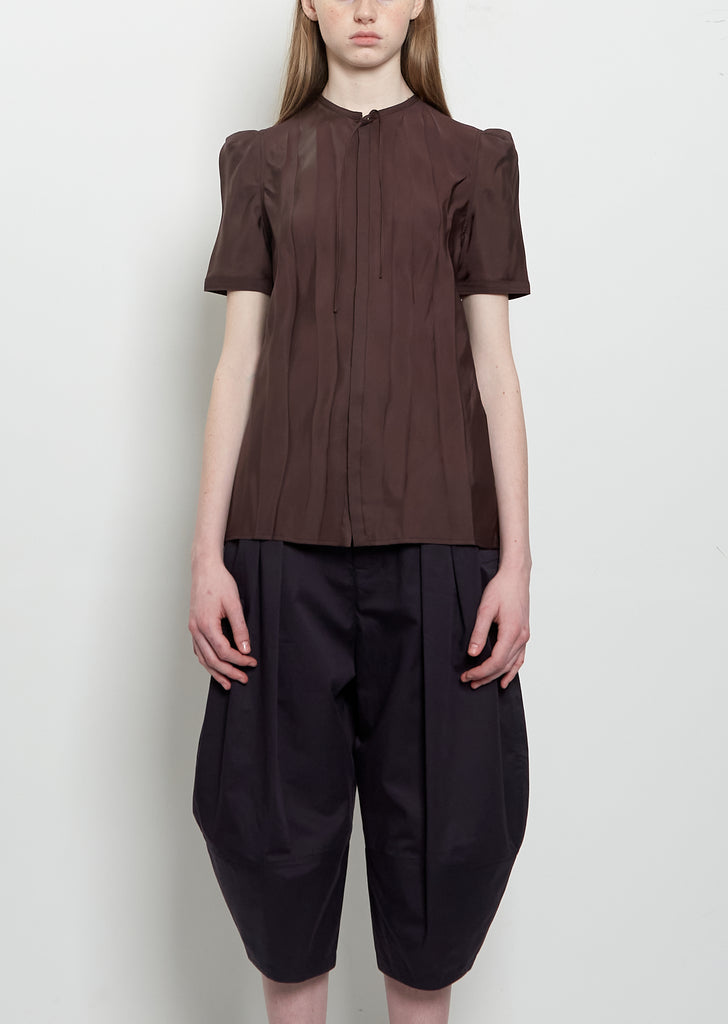 Creased Fitted Shirt — Glossy Brown