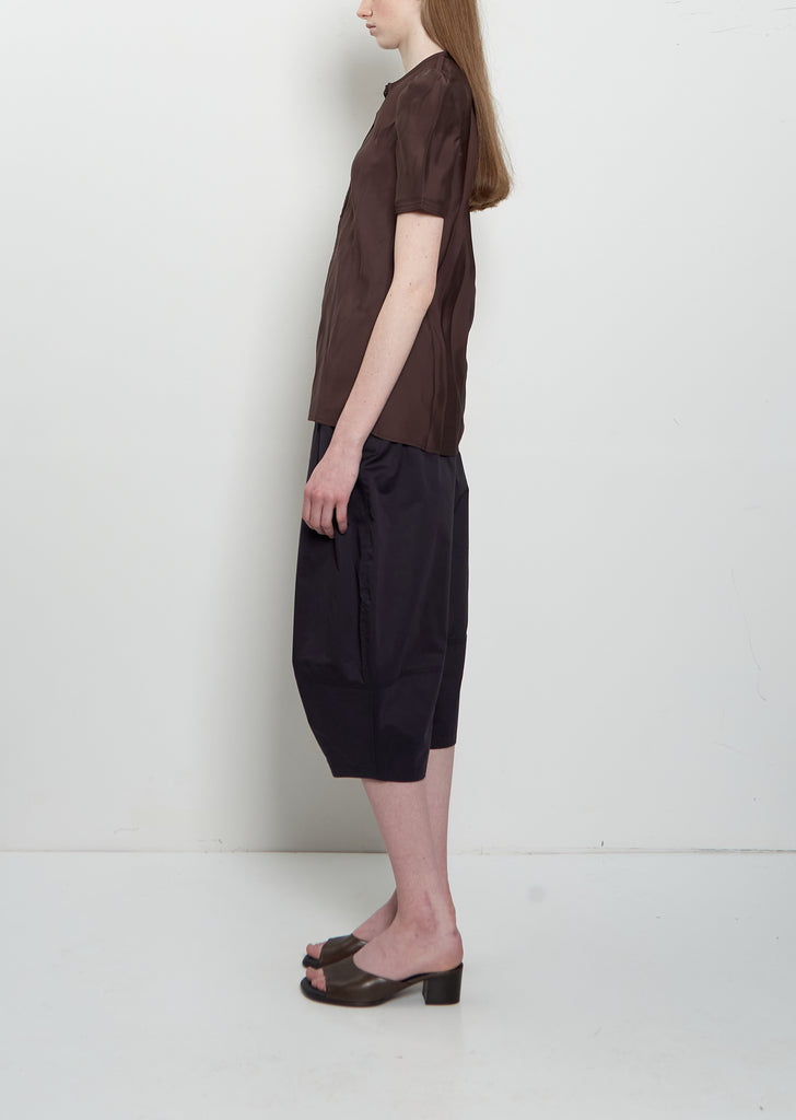 Creased Fitted Shirt — Glossy Brown