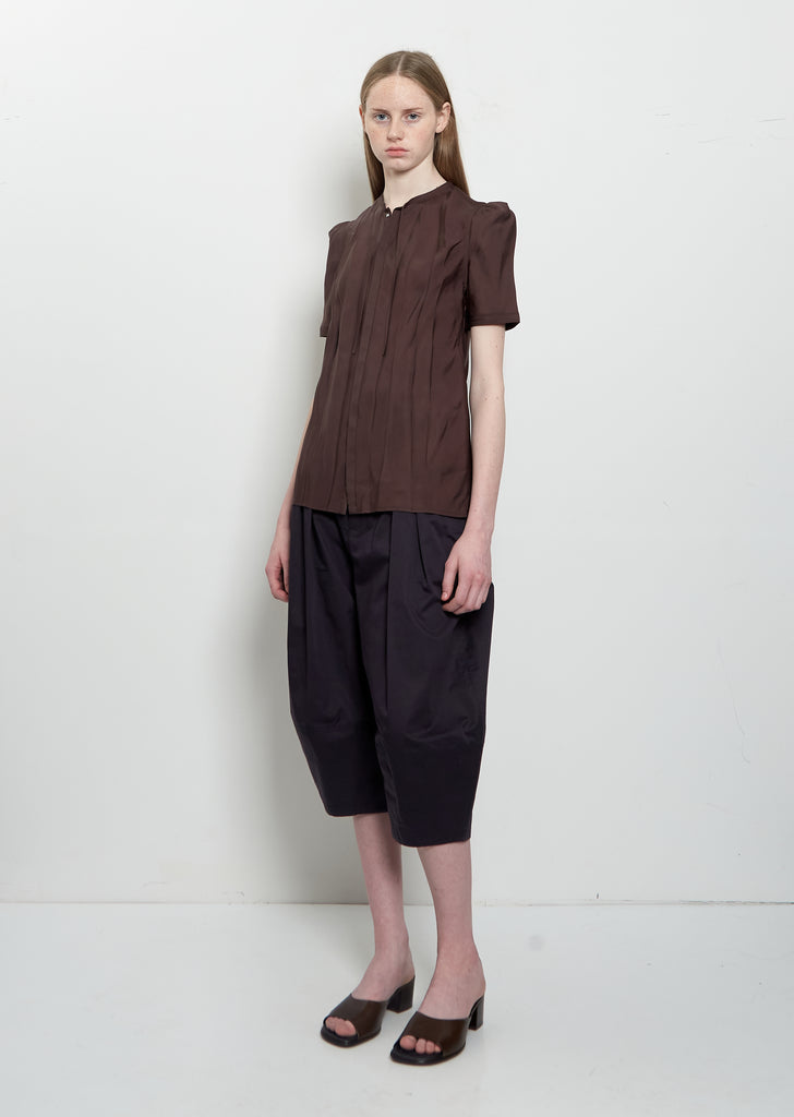 Creased Fitted Shirt — Glossy Brown