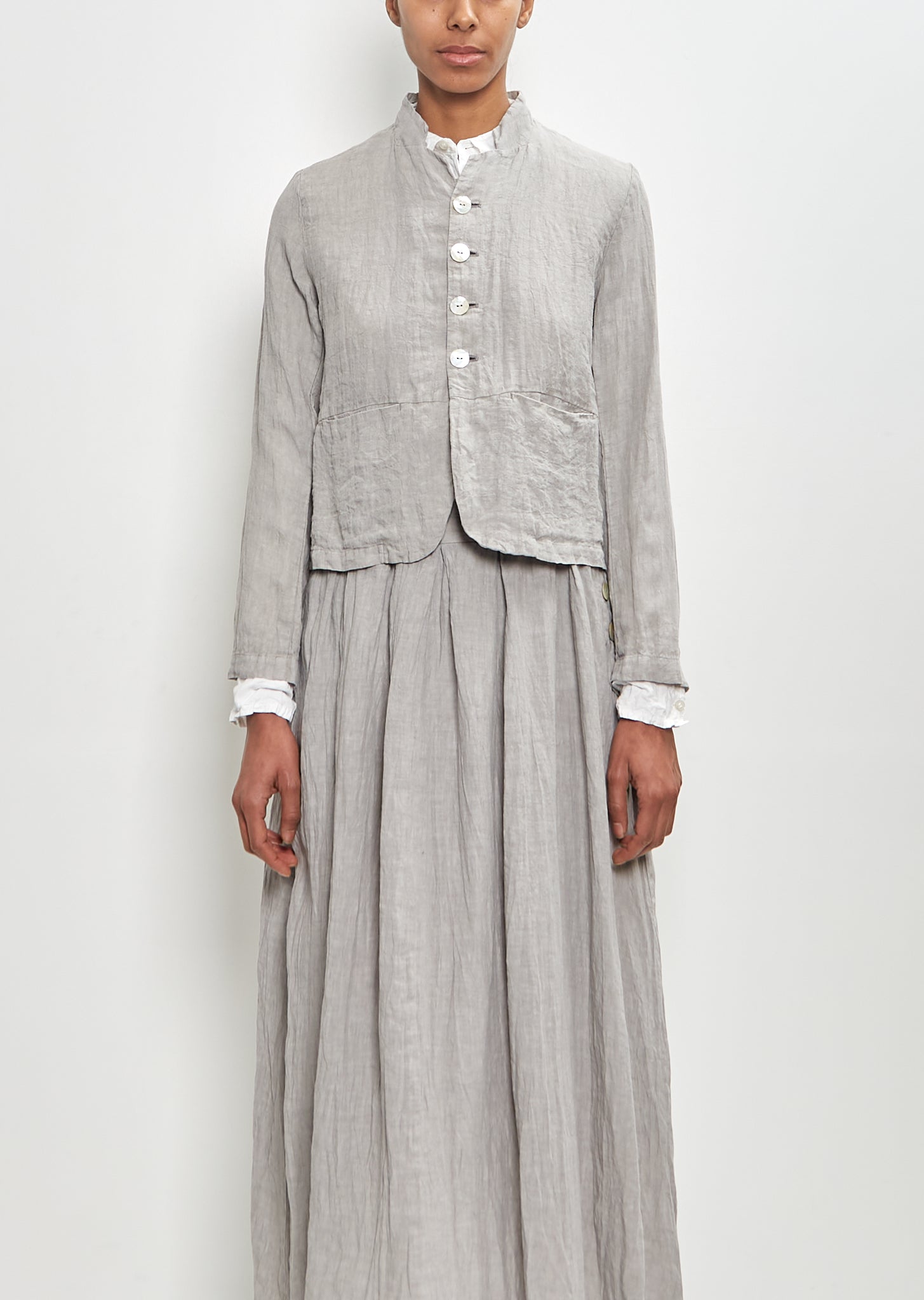 French Linen Short Jacket — Grey – La Garçonne