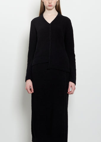 Cotton Boucle V-Neck Sweater
