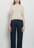 Peggy Short Sleeve Light Cashmere Sweater — Latte