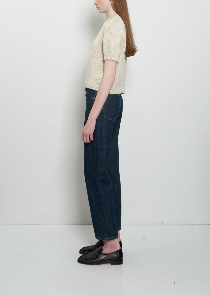 Peggy Short Sleeve Light Cashmere Sweater — Latte