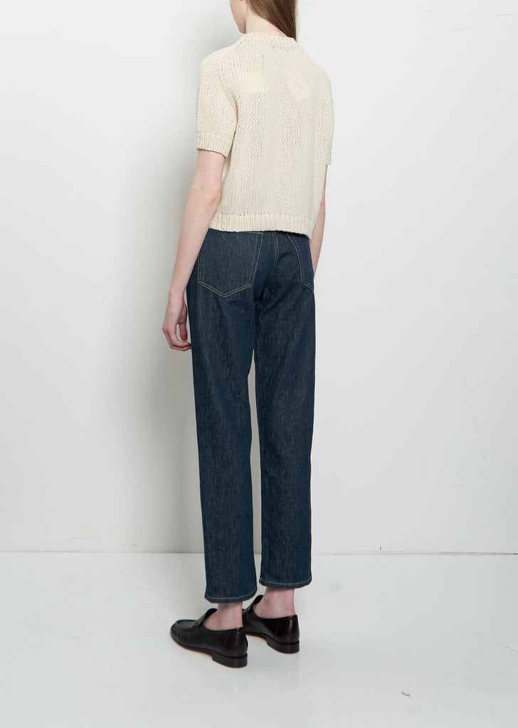 Peggy Short Sleeve Light Cashmere Sweater — Latte