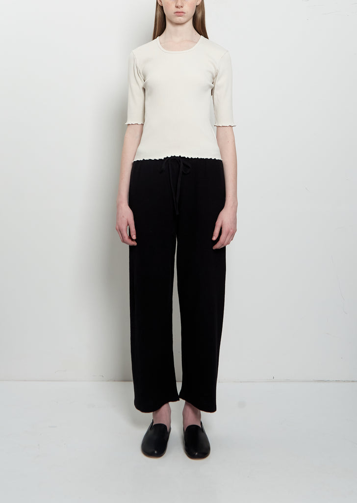 Crepe Cotton Linen Capri Pants — Black