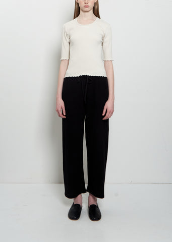 Crepe Cotton Linen Capri Pants — Black