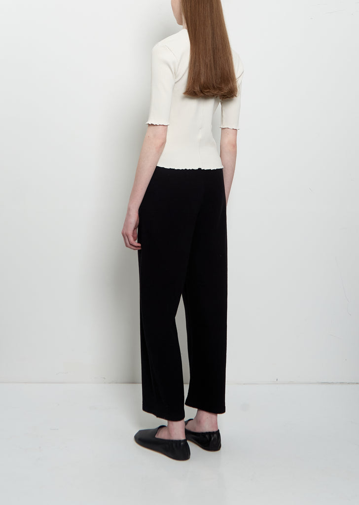 Crepe Cotton Linen Capri Pants — Black