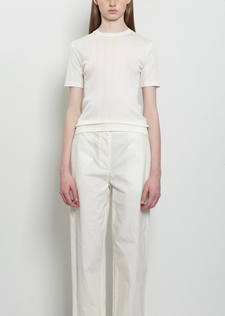 Etina Ribbed Cotton Top — Ivory