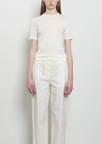 Etina Ribbed Cotton Top — Ivory