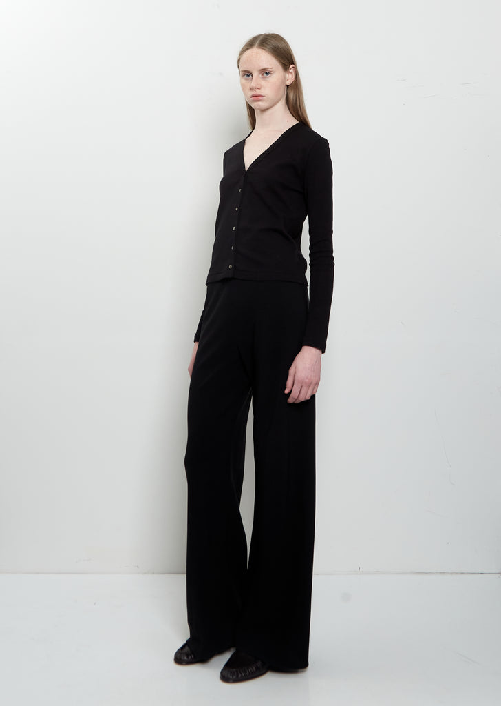 Cresp Cotton Jersey Cardigan — Black