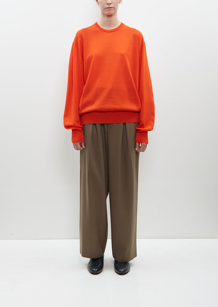 Wool Silk Knit Crewneck LS — Orange